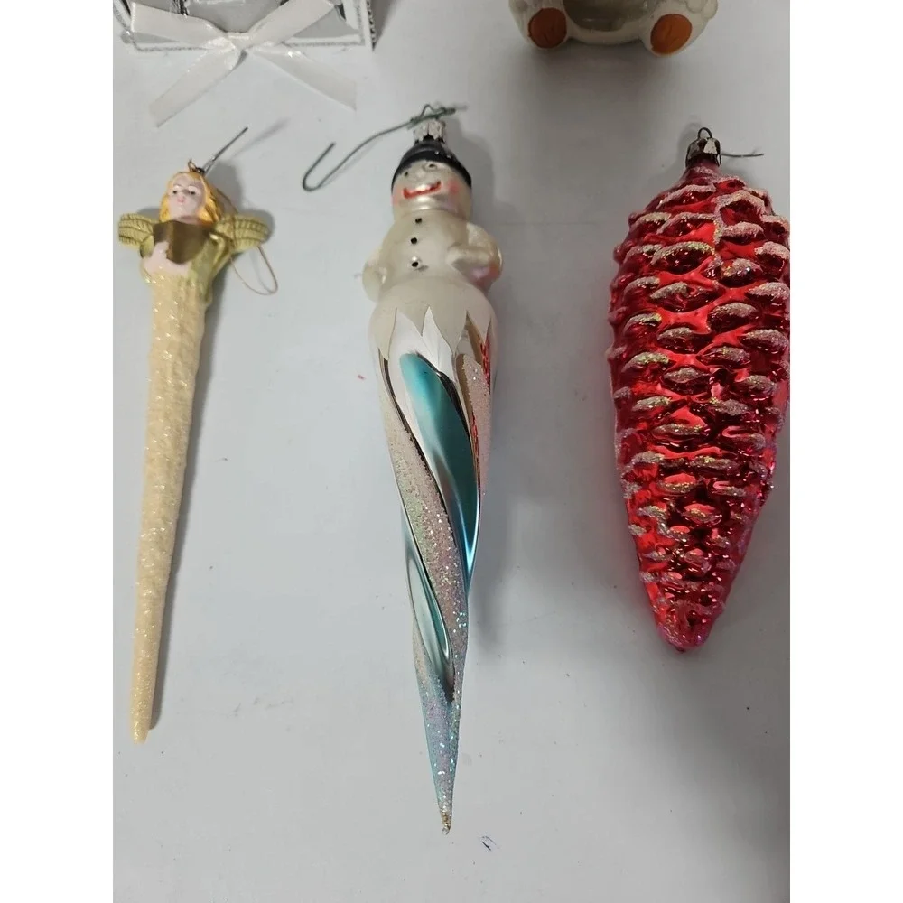 Vintage Christmas Ornaments Lot Of 7 Glass Ornaments